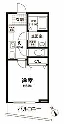 サンタグリュス・武蔵小山 1Kの間取図画像