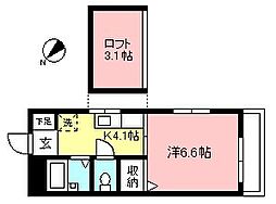 リベラルレジデンス 1Kの間取図画像
