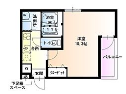 フジパレス百舌鳥駅南I番館 1階1Kの間取り