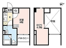セイシェル 1Kの間取図画像