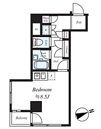 京急本線 立会川駅 徒歩7分の賃貸マンション 2階ワンルームの間取り