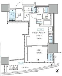 パークアクシス五反田スカイタワー 1LDKの間取図画像