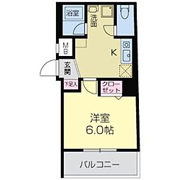 willDo難波w1 1Kの間取図画像