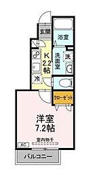 ヒルトップ都立大学 1階1Kの間取り