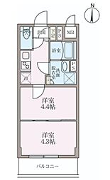 ラヴィエール住吉駅前 2Kの間取図画像