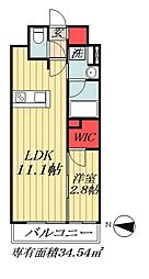 都営新宿線 篠崎駅 徒歩5分の賃貸マンション 6階1LDKの間取り