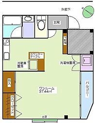 多田ビル 2階ワンルームの間取り
