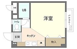 レインボーコート ワンルームの間取図画像