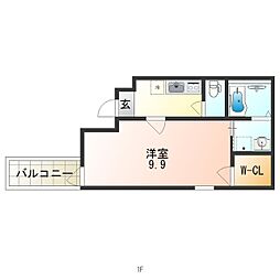 JR東海道・山陽本線 立花駅 徒歩10分の賃貸アパート 2階1Kの間取り