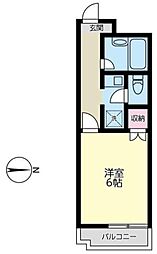 カーザ・モンターニャ 3階1Kの間取り