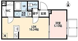 オプション弥生町 1LDKの間取図画像