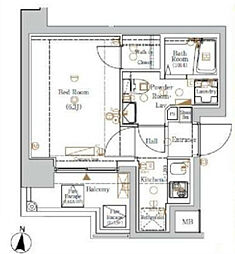 ヴァローレスパジオ清澄白河 6階1Kの間取り