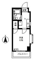 ヴィレッヂカワイ 3階1Kの間取り