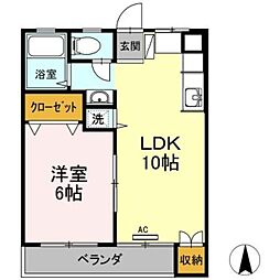 光マンション 1LDKの間取図画像