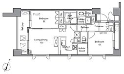 レジディア水道橋 12階2LDKの間取り