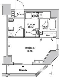 カーサスプレンディッド麹町 5階1Kの間取り