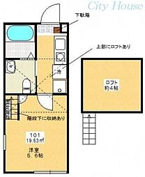京王相模原線 多摩境駅 徒歩9分の賃貸アパート 1階1Kの間取り