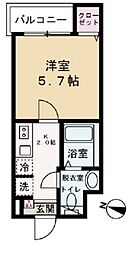 エクセラン柳瀬川 1階1Kの間取り