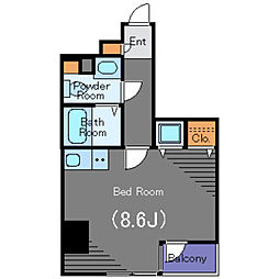 シンシア六本木 5階ワンルームの間取り