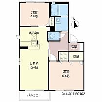 グランシャリオ　Ｂ棟 B0102 ｜ 大分県大分市下郡山の手7-16（賃貸アパート2LDK・1階・53.28㎡） その2