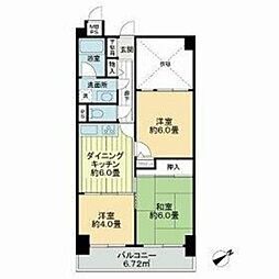 ライオンズヒルズ松戸 3階3DKの間取り