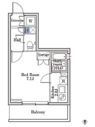 ラクラス学芸大学 1階1Kの間取り