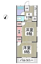 コーポ紺屋 2Kの間取図画像