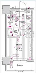 JR山手線 五反田駅 徒歩5分の賃貸マンション 4階1Kの間取り
