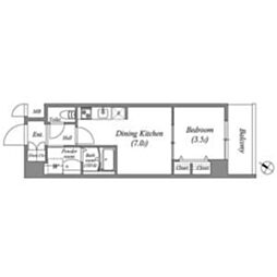 阪神本線 青木駅 徒歩5分の賃貸マンション 8階1DKの間取り