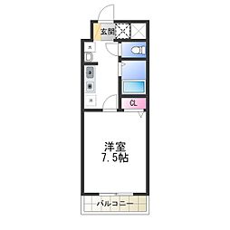 アンシャンテ深井 1Kの間取図画像
