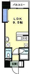 桜WILL 1Kの間取図画像