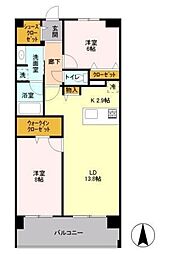 ロイヤルパークス梅島 4階2LDKの間取り