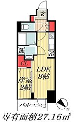 レフィールオーブ南行徳駅前 1LDKの間取図画像