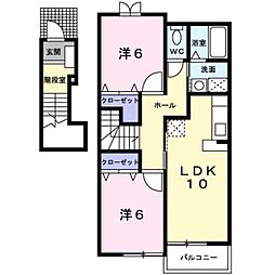南海加太線 加太駅 徒歩18分の賃貸アパート 2階2LDKの間取り