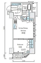 グレイスコート岩本町 6階1LDKの間取り