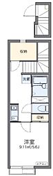 レオネクストさく 1Kの間取図画像