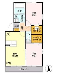 グリーンパーク 1階2LDKの間取り