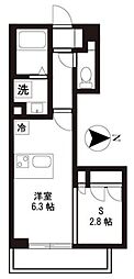 コンパルティア中村橋 ワンルームの間取図画像