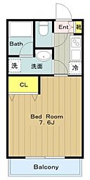 メゾンフラワー淵野辺 1Kの間取図画像