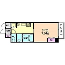 尼崎市七松町1丁目マンション 1Kの間取図画像