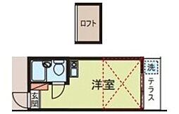 クロノス松ノ木 1階ワンルームの間取り