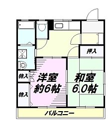 JR八高線 東福生駅 徒歩24分の賃貸アパート 2階2Kの間取り