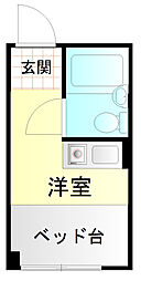 ウエストインパート10 ワンルームの間取図画像