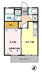 クローカスI 2階1DKの間取り