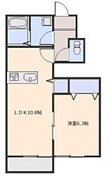 ニューウエスト 1LDKの間取図画像