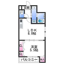 フジパレス黒田3番館 1LDKの間取図画像