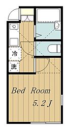 ナスカハイツ東大沼 2階1Kの間取り