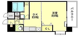 ラ・オーラ千早駅前 1DKの間取図画像