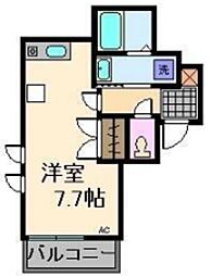 monte citta 2階ワンルームの間取り