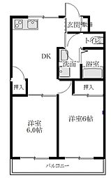 栗原ビル 2DKの間取図画像